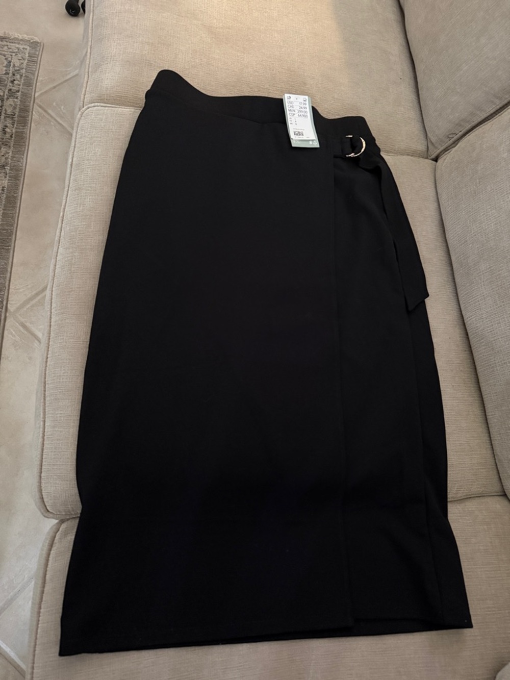 H&M Black Wrap Pencil Skirt with D-Ring Tie